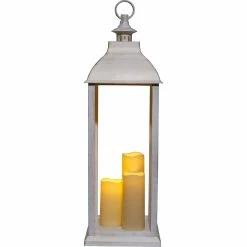 Cheap ✨ Alpine Outdoor Solar Powered 28 In. Lantern With LED Lights, White ✨