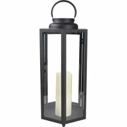 Cheap 👍 Alpine 18 In. Tall Outdoor Hexagonal Solar Powered Metal Lantern With LED Lights ❤️