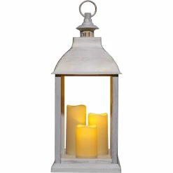 Hot Sale 🧨 Alpine Outdoor Solar Powered 21 In. Lantern With LED Lights, White 😉